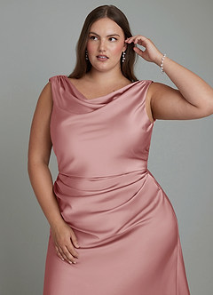 Azazie Kieryn Bridesmaid Dresses Dusty Rose Mermaid Pleated Stretch Satin Dress image10