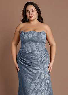 Vestido Azul Polvoriento Largo Ezrena image11