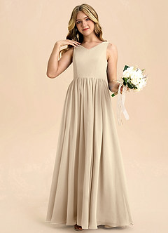 Azazie Hathaway Junior Klä av A-Line i Chiffong Rosett image5