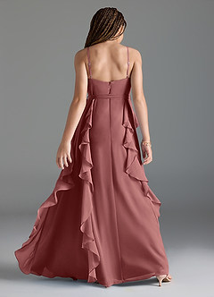 Azazie Peyton Junior Amethyst A-Line V-Neck Cascading Ruffles Chiffon Dress image5