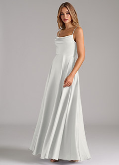 Azazie Elle Bridesmaid Dresses White A-Line Pleated Stretch Satin Dress image6