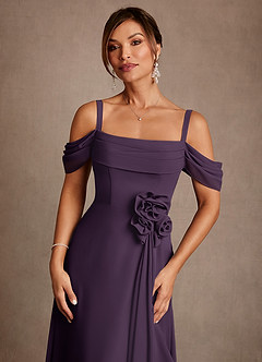 Azazie Amherst vestidos de madre de la novia Vestido de Ciruela de Gasa de Corte en A con Vestidos sin tirantes image5