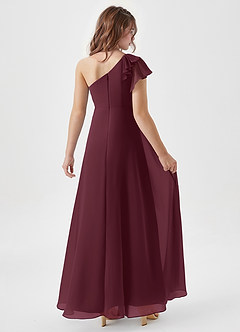 Azazie Arabella Junior Cabernet A-Line Ruched Chiffon Dress image2