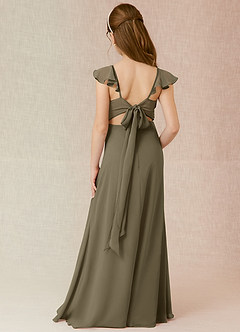Azazie Everett Junior A-Linie Chiffon Kleid Weidengrün image2