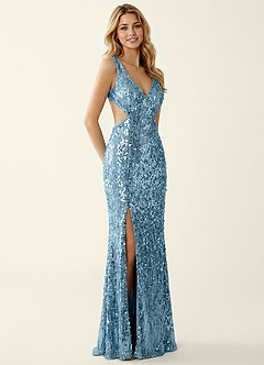 Gnoliama Bleu Robe de bal brodée de sequins image5