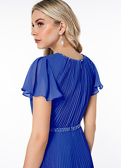 Azazie Kara vestidos de dama de honor modestos Vestido de Corte En A Plisado Hasta el suelo Gasa image6