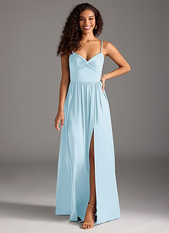 Azazie Zeya Bridesmaid Dresses Sky Blue A-Line Pleated Stretch Satin Dress image8
