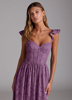 Azazie Denisse Bridesmaid Dresses Wisteria A-Line Ruched Floral Burnout Dress image4