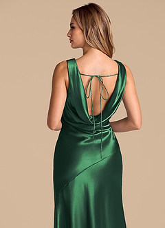 Azazie Rylina 신부 들러리 드레스 인어 메탈릭 새틴 바닥 길이 드레스 image2