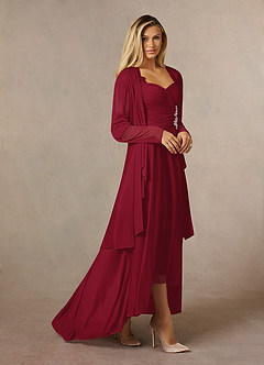 Azazie Anne Mother of the Bride Dresses Burgundy Sheath Sweetheart Sequins Lace Dress image3