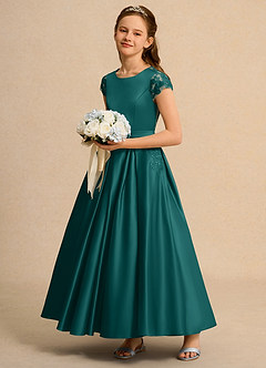 Azazie Bunny Girls Formal Flower Girl Dresses Peacock Ball-Gown Lace Dress image6