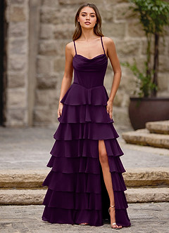 Rhythm Grape Ruffled A-line Prom Dress image7