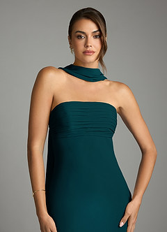 Azazie Saylor Robes de demoiselle d'honneur Robe Sirène en Mousseline de soie Sans bretelles Vert Pin image6