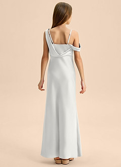 Azazie Madelyn Junior Abito Tubino in Raso Elasticizzato a Spalla Scoperta Bianco image2