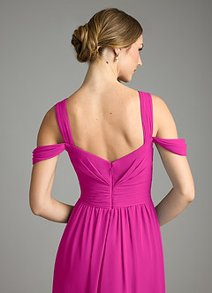 Azazie Lianne Vestidos de damas de honor Vestido de Fucsia de Gasa de Corte en A con Vestidos sin tirantes image6