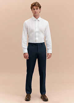 front James Navy Blue Structured Stretch Dress Pants