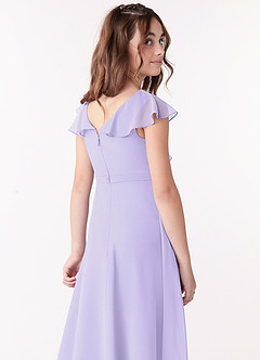 Azazie Posie Junior Lilac A-Line Ruched Chiffon Dress image5