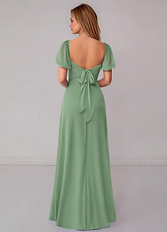 Azazie Fatima Bridesmaid Dresses Matcha A-Line with Pockets Chiffon Dress image5
