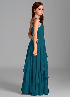 Azazie Karan Junior Abito A-Line in Chiffon Blu Inchiostro image6