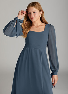 Azazie Leonia Junior Neptune A-Line with Pockets Chiffon Dress image5