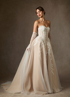 Azazie Sonnet Vestidos de novia Vestido de Blanco Diamante Champán de Encaje de Corte Princesa con Sin tirantes image6