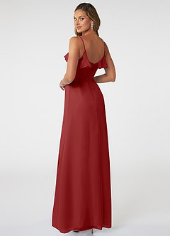Azazie Natalia Bridesmaid Dresses Rust A-Line Chiffon Dress image4