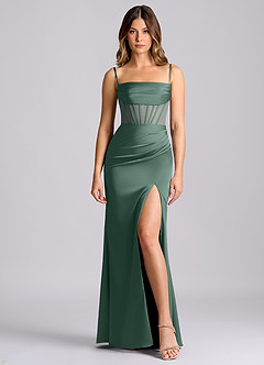 Azazie Alyce Bridesmaid Dresses Eucalyptus Mermaid Off the Shoulder Stretch Satin Convertible Dress image5
