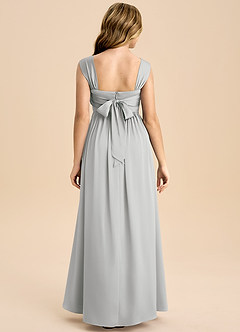 Azazie Hattie Junior A-Linie Plissee Stretch-Satin Kleid Silber image2