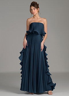Azazie Alexia Bridesmaid Dresses Dark Navy A-Line Ruched Chiffon Dress image1