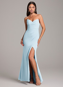 Azazie Yola Bridesmaid Dresses Sky Blue Sheath Pleated Chiffon Convertible Dress image1