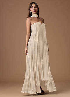 Nahla Cream Allover Pleated Maxi Dress image5