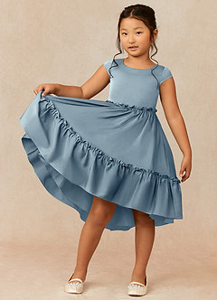 Azazie Lee Final Sale Ivory A-Line Bow Stretch Satin Dress image1