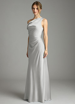 Azazie Emerson Šaty pro družičky Mořská panna Z ramene Strečový satén Délka podlahy Šaty image2