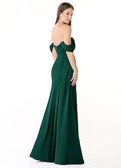 Azazie Amyra Bridesmaid Dresses Emerald Sheath Convertible Stretch Satin Dress image5