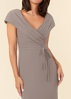 Azazie Bailora Mother of the Bride Dresses Taupe Mermaid Ruched Chiffon Dress image4