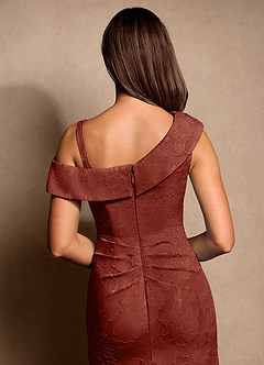 Azazie Hamptons Mother of the Bride Dresses Terracotta A-Line Pleated Floral Burnout Dress image7