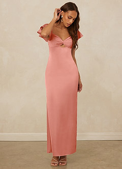 Christian Siriano Bridal for Azazie 1005 Bridesmaid Dresses Coral Sheath Sweetheart Neckline Stretch Satin Dress image5