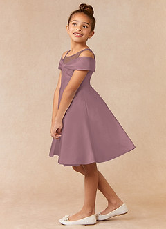 Azazie Shirin Blumenmädchenkleider A-Linie Schulterfrei Matte Satin Kleid Vintage Mauve image2