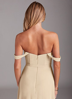 Azazie Aaron Robes de demoiselle d'honneur Robe Trapèze Convertible en Mousseline de soie Épaule décolletée Champagne image8