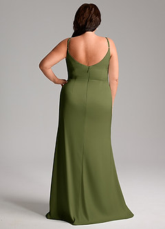 Azazie Deandra Brautjungfernkleider Meerjungfrau-Linie Plissee Stretch-Satin Kleid Olivgrün image8