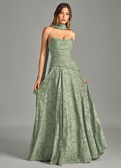Azazie Gabriela Bridesmaid Dresses Agave A-Line Strapless Floral Burnout Dress image7