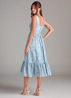 Azazie Alissa Bridesmaid Dresses Sky Blue A-Line with Pockets Floral Burnout Dress image7