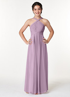 Azazie Anthea Junior Wisteria Pleated Chiffon Dress image1