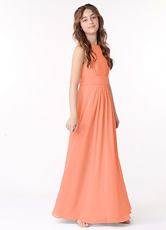 Azazie Bonnie Junior Sunset A-Line Pleated Chiffon Dress image2