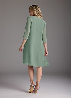 Azazie Shirley Mother of the Bride Dresses Silver Sage A-Line Scoop Pleated Chiffon Dress image3