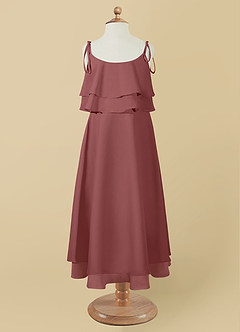Azazie Temi Flower Girl Dresses Amethyst A-Line Spaghetti Strap Chiffon Dress image10