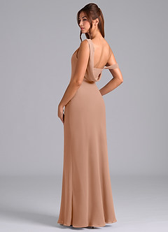 Azazie Madelyn Brautjungfernkleider Wandelbar Meerjungfrau-Linie Schulterfrei Chiffon Kleid Champagner Rosa image6