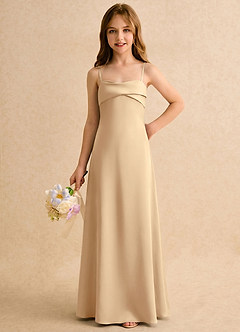 Azazie Mirabella Girls Formal Flower Girl Dresses Champagne Sheath Sweetheart Neckline Stretch Satin Dress image5