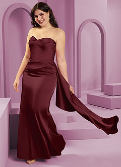 Barbie ♥ Azazie Bridesmaid Dresses Cabernet Sheath Strapless Stretch Satin Convertible Dress image14