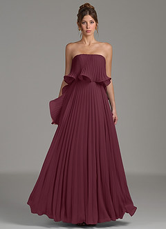 Azazie Alexia Bridesmaid Dresses Cabernet A-Line Ruched Chiffon Dress image4